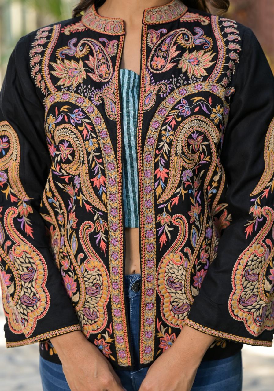 Women's Embroidered Bomber Jacket - Casual Chic Spring Fashion