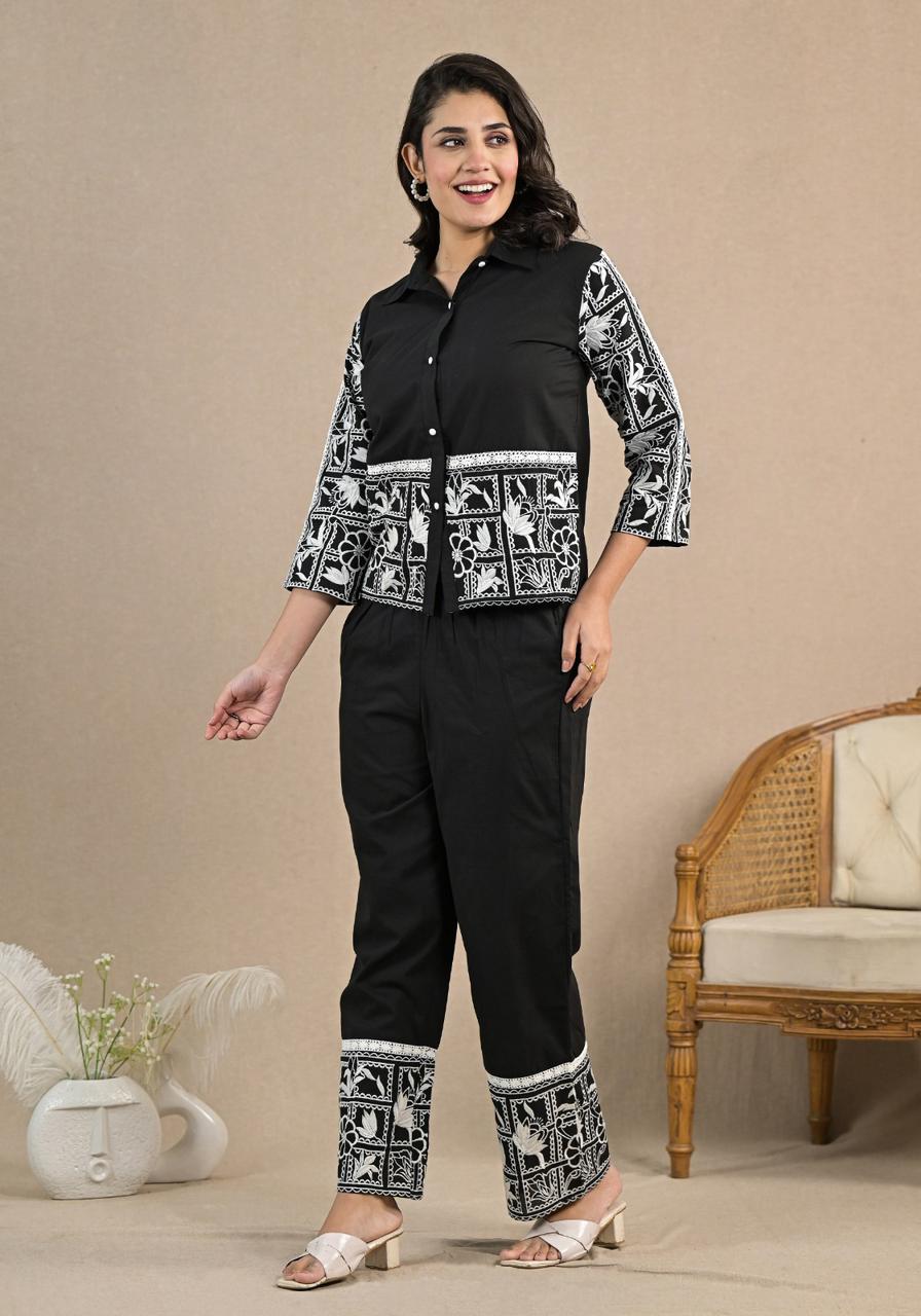Noir Charm Handcrafted Embroidered Co-ord Set