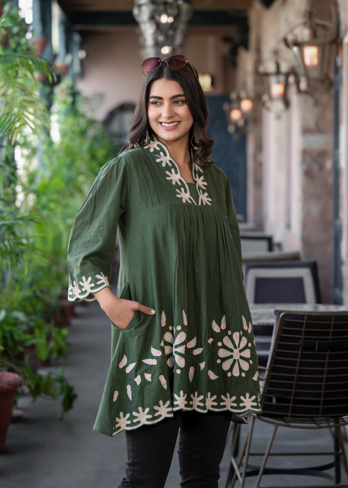 Forest Fern Embroidered Tunic