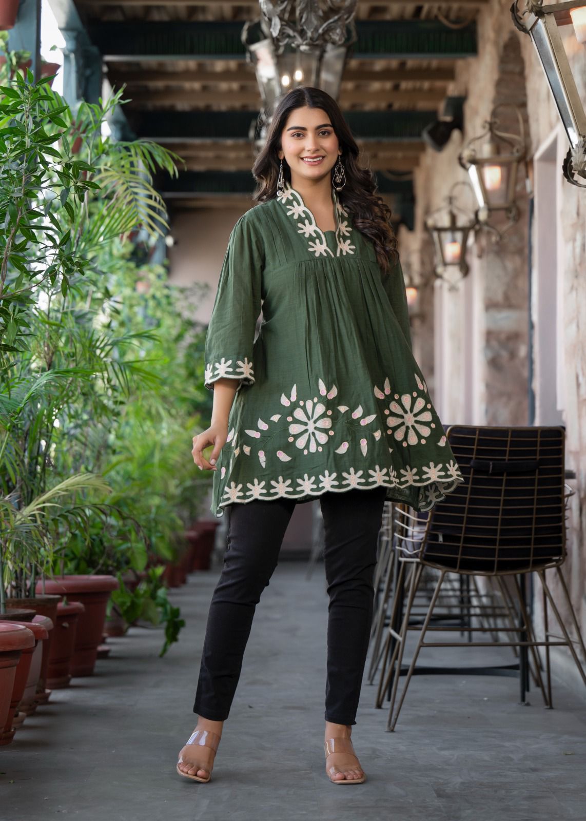 Forest Fern Embroidered Tunic