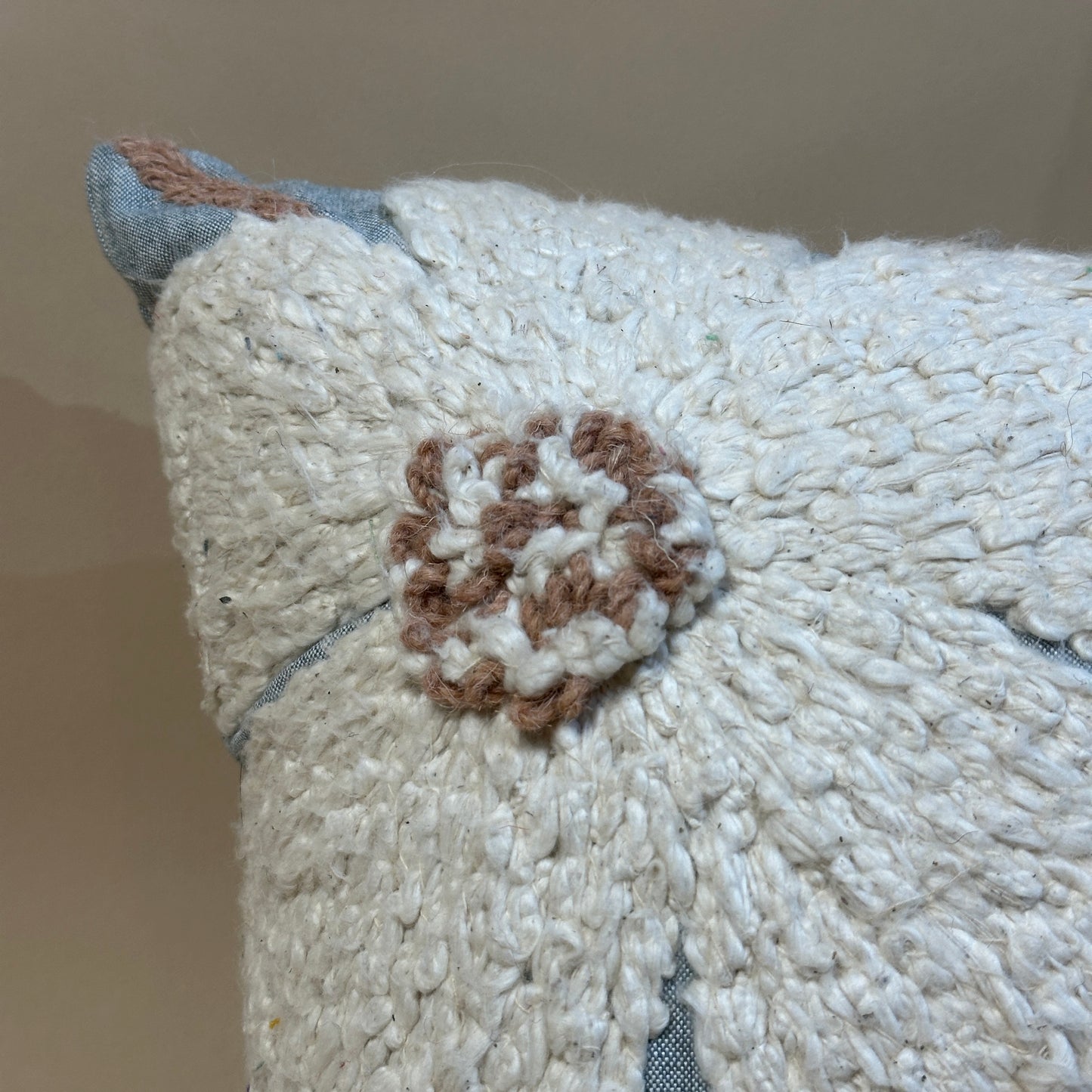 Textured Floral Appliqué Pillow