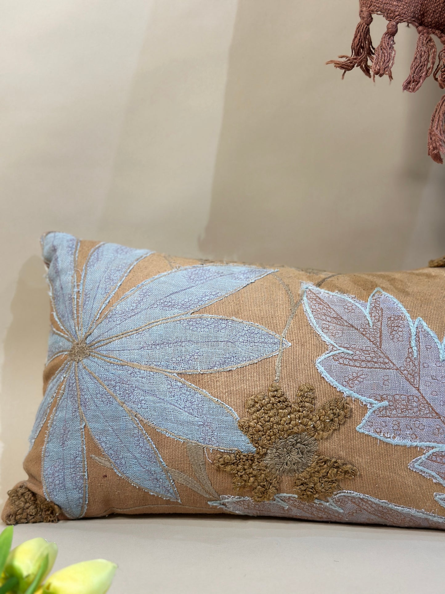 Radiant Leaf Motif Pillow