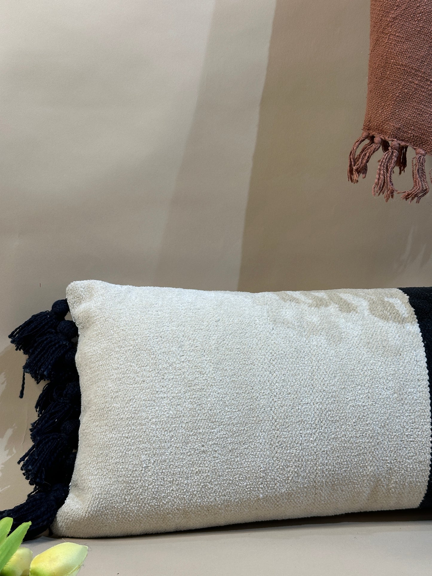 Handwoven Lumbar with Tassel Accents Cushion