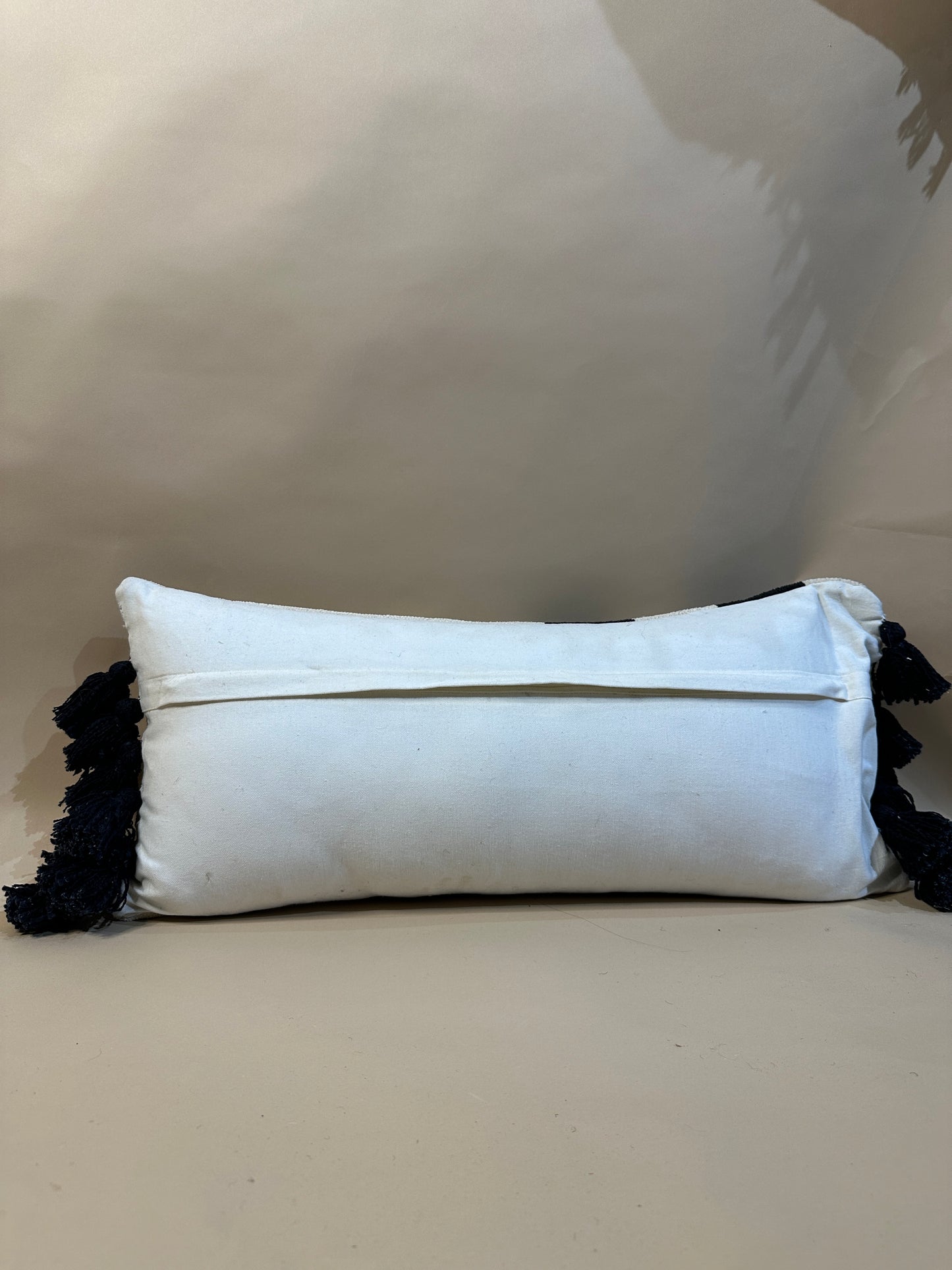 Handwoven Lumbar with Tassel Accents Cushion
