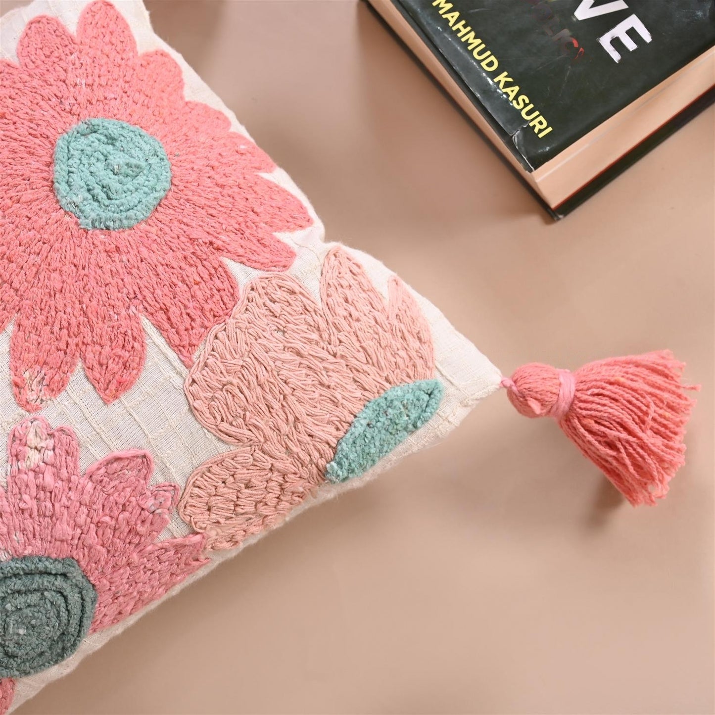 Blush Bloom Tassel Cushion