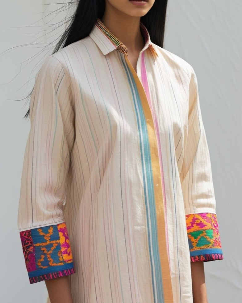 Deep Blue Striped Texture Shirt
