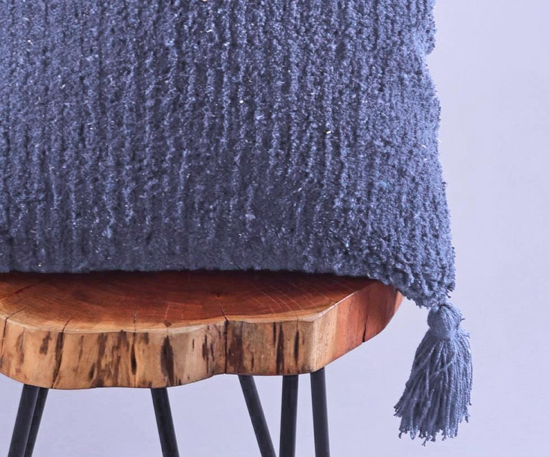 Ivory Hand tufted 100% Cotton Cushion with Fringes