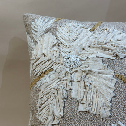 Sculptural Floral Embroidered Cushion