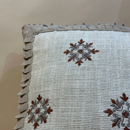 Embroidered Snowflake Ruffle Cushion