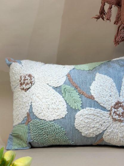 Textured Floral Appliqué Pillow