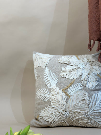 Sculptural Floral Embroidered Cushion