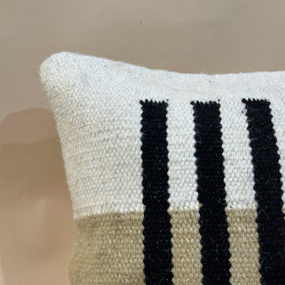 Striped Woven Lumbar Textured Cotton Pillow