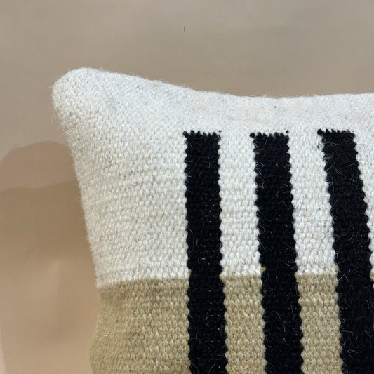Striped Woven Lumbar Textured Cotton Pillow