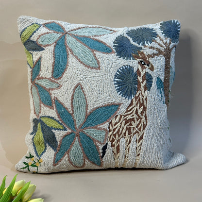 Savannah Dreams Embroidered Giraffe Pillow Cover