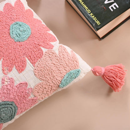 Blush Bloom Tassel Cushion