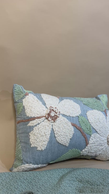 Textured Floral Appliqué Pillow