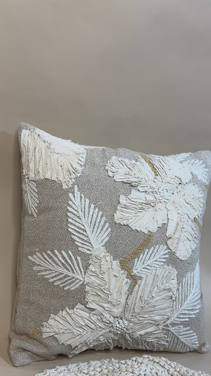 Sculptural Floral Embroidered Cushion